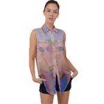 Sleeveless Chiffon Button Shirt