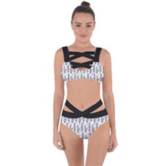 Christmas Pine Pattern Organic Hand Drawn Modern Black And White Bandaged Up Bikini Set  by genx