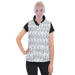 Christmas Pine Pattern Organic Hand Drawn Modern Black And White Women s Button Up Vest by genx