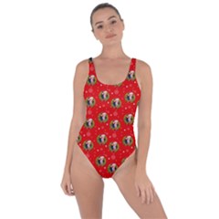 Trump Wrait Pattern Make Christmas Great Again Maga Funny Red Gift With Snowflakes And Trump Face Smiling Bring Sexy Back Swimsuit by snek