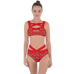 Trump Wrait Pattern Make Christmas Great Again Maga Funny Red Gift With Snowflakes And Trump Face Smiling Bandaged Up Bikini Set  by snek