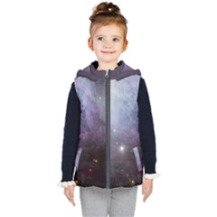Orion Nebula Pastel Violet Purple Turquoise Blue Star Formation Kid s Hooded Puffer Vest by genx