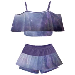 Orion Nebula Pastel Violet Purple Turquoise Blue Star Formation Kids  Off Shoulder Skirt Bikini by genx