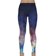 Lagoon Nebula Interstellar Cloud Pastel Pink, Turquoise And Yellow Stars Classic Yoga Leggings by genx