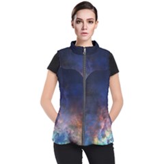 Lagoon Nebula Interstellar Cloud Pastel Pink, Turquoise And Yellow Stars Women s Puffer Vest by genx