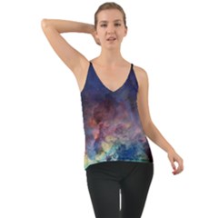 Lagoon Nebula Interstellar Cloud Pastel Pink, Turquoise And Yellow Stars Chiffon Cami by genx