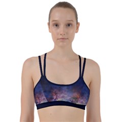 Lagoon Nebula Interstellar Cloud Pastel Pink, Turquoise And Yellow Stars Line Them Up Sports Bra by genx