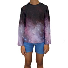 Eagle Nebula Wine Pink And Purple Pastel Stars Astronomy Kids  Long Sleeve Swimwear by genx