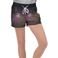 Orion Nebula Star Formation Orange Pink Brown Pastel Constellation Astronomy Women s Velour Lounge Shorts by genx