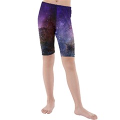 Carina Nebula Ngc 3372 The Grand Nebula Pink Purple And Blue With Shiny Stars Astronomy Kids  Mid Length Swim Shorts by genx