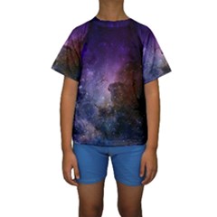 Carina Nebula Ngc 3372 The Grand Nebula Pink Purple And Blue With Shiny Stars Astronomy Kids  Short Sleeve Swimwear by genx