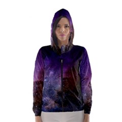 Carina Nebula Ngc 3372 The Grand Nebula Pink Purple And Blue With Shiny Stars Astronomy Hooded Windbreaker (women) by genx