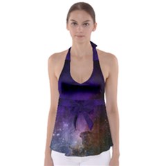 Carina Nebula Ngc 3372 The Grand Nebula Pink Purple And Blue With Shiny Stars Astronomy Babydoll Tankini Top by genx