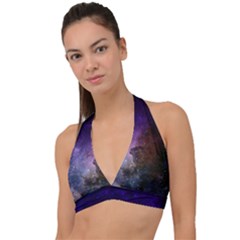 Carina Nebula Ngc 3372 The Grand Nebula Pink Purple And Blue With Shiny Stars Astronomy Halter Plunge Bikini Top by genx