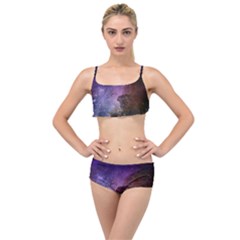 Carina Nebula Ngc 3372 The Grand Nebula Pink Purple And Blue With Shiny Stars Astronomy Layered Top Bikini Set by genx