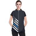 USA Flag The thin blue line I back the blue USA Flag Grunge on black background Women s Puffer Vest View1