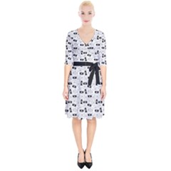 Tape Cassette 80s Retro Genx Pattern Black And White Wrap Up Cocktail Dress by genx