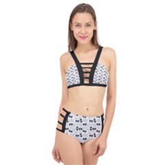 Tape Cassette 80s Retro Genx Pattern Black And White Cage Up Bikini Set by genx