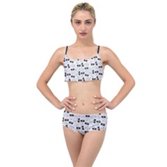 Tape Cassette 80s Retro Genx Pattern Black And White Layered Top Bikini Set by genx