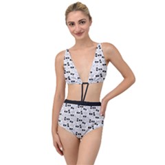 Tape Cassette 80s Retro Genx Pattern Black And White Tied Up Two Piece Swimsuit by genx