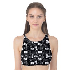 Tape Cassette 80s Retro Genx Pattern Black And White Tank Bikini Top by genx