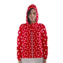 Christmas Pattern White Stars Red Hooded Windbreaker (Women) View1