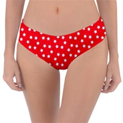 Christmas Pattern White Stars Red Reversible Classic Bikini Bottoms by Mariart