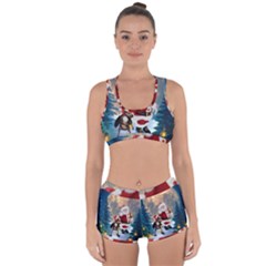 Merry Christmas, Santa Claus With Funny Cockroach In The Night Racerback Boyleg Bikini Set by FantasyWorld7