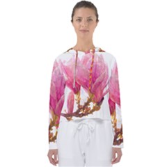 Wild Magnolia Flower, Watercolor Art Women s Slouchy Sweat