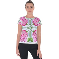 Figure Roses Flowers Ornament Short Sleeve Sports Top 