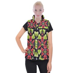 Pattern Berry Red Currant Plant Women s Button Up Vest by Bejoart