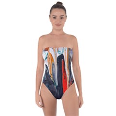 Art Modern Painting Background Tie Back One Piece Swimsuit by Bejoart