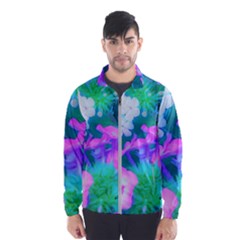 Pink, Green, Blue And White Garden Phlox Flowers Windbreaker (men) by myrubiogarden