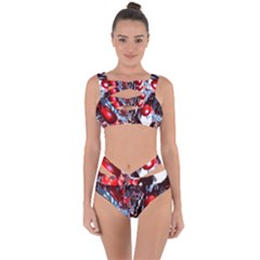 Abstract Lines Color Red Bandaged Up Bikini Set  by Bejoart