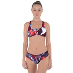 Abstract Lines Color Red Criss Cross Bikini Set