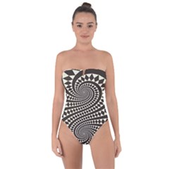 Retro Form Shape Abstract Tie Back One Piece Swimsuit
