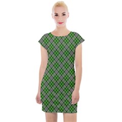 Lumberjack Plaid Buffalo Plaid Green White Cap Sleeve Bodycon Dress by Wegoenart