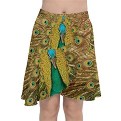 Peacock Feather Bird Peafowl Chiffon Wrap Front Skirt by Wegoenart