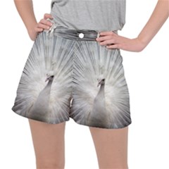 Peacock White Bird Nature Stretch Ripstop Shorts by Wegoenart