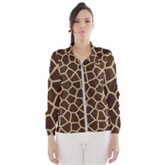 Giraffe Animal Print Skin Fur Windbreaker (women) by Wegoenart