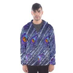 Peacock Feathers Color Plumage Hooded Windbreaker (men) by Wegoenart