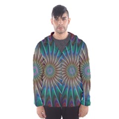 Fractal Peacock Rendering Hooded Windbreaker (men) by Wegoenart