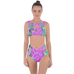 Groovy Pink, Blue And Green Abstract Liquid Art Bandaged Up Bikini Set  by myrubiogarden