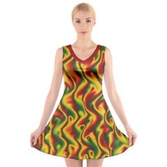 Reggae Smoky Waves  V-neck Sleeveless Dress by Seashineswimwear