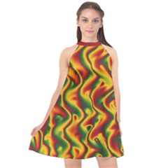 Reggae Smoky Waves  Halter Neckline Chiffon Dress  by Seashineswimwear