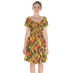 Reggae Smoky Waves  Short Sleeve Bardot Dress by Seashineswimwear