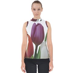 Tulips Bouquet Mock Neck Shell Top by picsaspassion