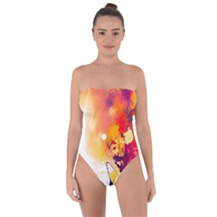 Paint Splash Paint Splatter Design Tie Back One Piece Swimsuit by Wegoenart