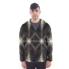 Fractal Silver Waves Texture Hooded Windbreaker (men) by Wegoenart