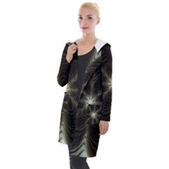 Fractal Silver Waves Texture Hooded Pocket Cardigan by Wegoenart